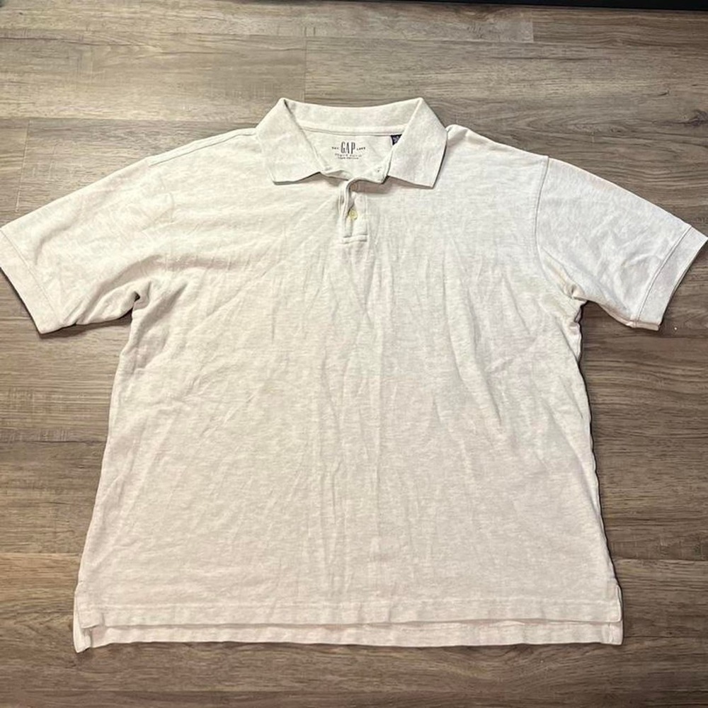 Gap Light Grey Pique Sportswear Essential Golf Polo Button shirt size large